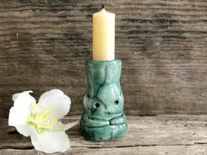 RESERVED: Kodama candlestick | tree & nature spirit kami raku sculpture | kawaii Shinto kamidana shrine statue, Shamanism, pagan, guardian, protection