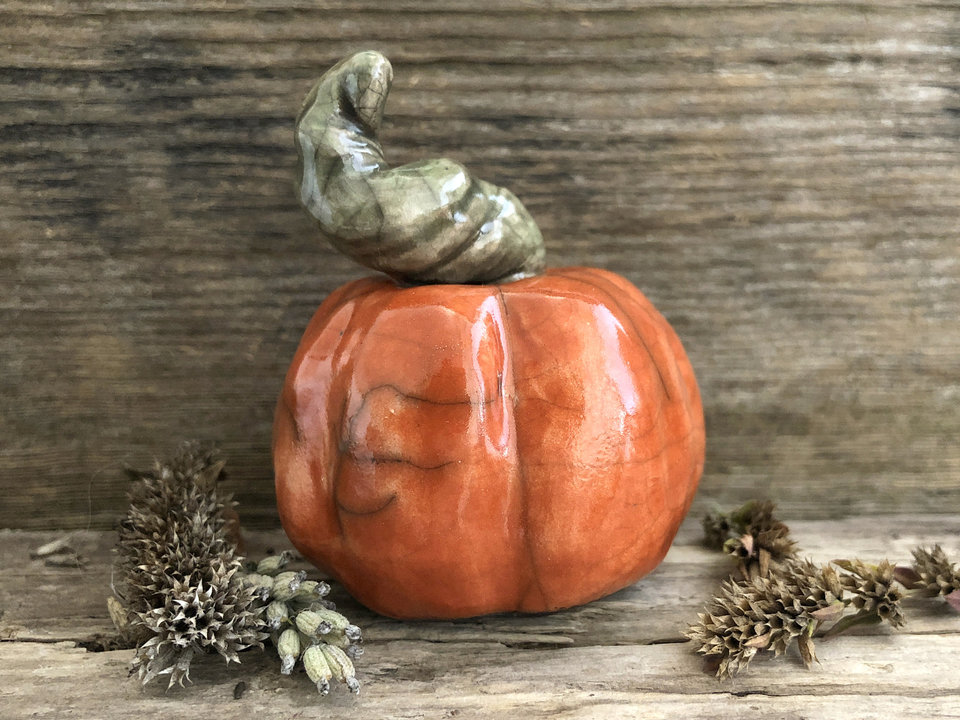 Pumpkin spirit autumn raku sculpture | Halloween, Samhain | jack o'lantern decoration, paganism, shamanism, fall, goblincore, weird, witchco