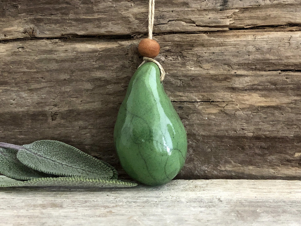 Calm worry pendant w/ sandalwood (green) in raku ceramic | adjustable eco flax cord | stress talisman, fidget, sensory jewellery gift