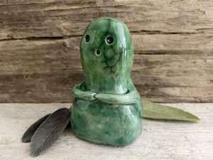 Tall kodama kawaii nature & tree spirit kami raku sculpture | Shinto kamidana shrine statue, Shamanism, paganism, guardian, protection