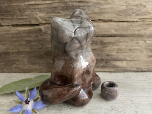 Happy kitsune fox kami nature spirit sculpture | Shinto Inari, shamanism statue