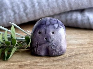 Tiny nature spirit friend (violet purple) | Shinto talisman sculpture, shamanism guardian statue