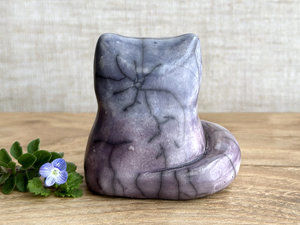 Gentle night kitsune fox raku sculpture | Shinto Inari, shamanism totem