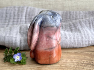 Happy dawn rabbit kami spirit guardian sculpture | Shinto shamanism raku bunny