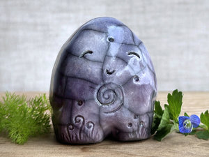 Spiral stone spirit guardian sculpture | Shinto, shamanism, celtic folk art