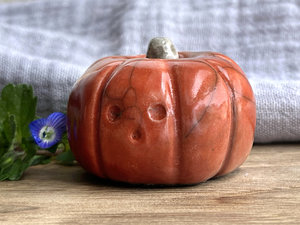 Pumpkin nature guardian spirit statue for Halloween, Samhain, fall, autumn