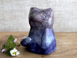 Winter midnight kitsune fox raku sculpture | Shinto Inari, shamanism totem