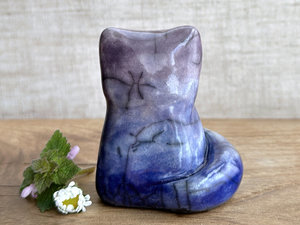 Winter midnight kitsune fox raku sculpture | Shinto Inari, shamanism totem