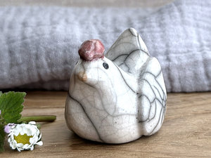 RESERVED: Gently nervous chicken friend raku sculpture | Shinto guardian, shamanism totem statue