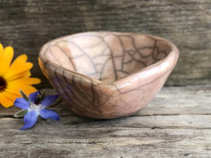 Small raku offering & wishing bowl for prayer, shrine, altar, or ceremony