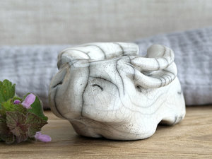 RESERVED: Happy white rabbit nature spirit guardian sculpture | Shinto kamidana, shamanism totem