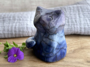 Midnight kitsune fox raku sculpture | Shinto Inari, shamanism totem