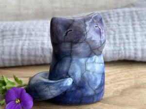 Midnight kitsune fox raku sculpture | Shinto Inari, shamanism totem