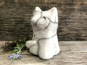 White wolf kami raku sculpture | Shamanism, pagan, Shinto kamidana shrine | Protection, animal totem gift, guardian, nature spirit statue