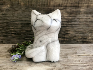 White wolf kami raku sculpture | Shamanism, pagan, Shinto kamidana shrine | Protection, animal totem gift, guardian, nature spirit statue
