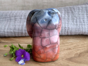 Gentle dawn rabbit kami spirit guardian sculpture | Shinto shamanism raku bunny figure