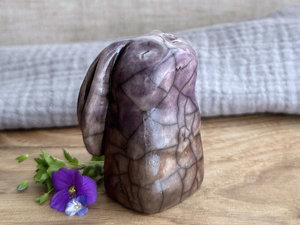 Quiet woodland rabbit kami spirit guardian sculpture | Shinto shamanism raku bunny