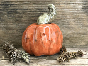 Pumpkin spirit autumn raku sculpture | Halloween, Samhain | jack o'lantern decoration, paganism, shamanism, fall, goblincore, weird, witchcore
