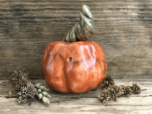 Pumpkin spirit autumn raku sculpture | Halloween, Samhain | jack o'lantern decoration, paganism, shamanism, fall, goblincore, weird, witchcore
