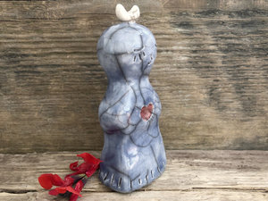 Celestial spirit of hope & compassion | peace angel guide raku statue | Shinto kamidana shrine, pagan altar, shamanism, self love, Kuan Yin