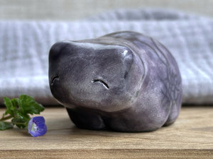 Night cloud bear guardian nature spirit raku statue | Shinto shamanism sculpture