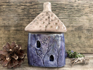 Winter cottage, raku spirit house, kurinuki ceramic | Shinto, pagan, shamanism | magical, fairycore, cottagecore, rustic aesthetic, incense burner