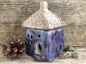 Winter cottage, raku spirit house, kurinuki ceramic | Shinto, pagan, shamanism | magical, fairycore, cottagecore, rustic aesthetic, incense burner