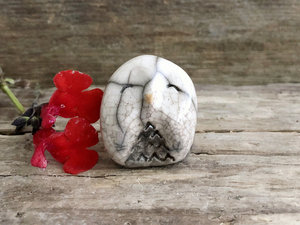 Owl owlet nature spirit kami raku sculpture | Shamanism, pagan altar, Shinto kamidana shrine | animal guide, totem, guardian, forestcore