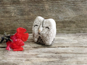 Owl nature spirit kami raku sculpture | Shamanism, pagan altar, Shinto kamidana shrine | animal guide, totem, guardian, forestcore