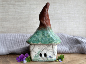 Tree house rustic fairie cottage | Shinto, shamanism, wabi-sabi spirit sculpture