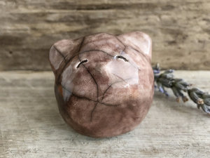 Happy woodland spirit of comfort raku statue | Shinto kamidana shrine, shamanism, pagan | animal guide nature sculpture, protector