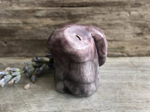 Little rabbit spirit kami, nature guardian raku statue | Shinto kamidana shrine sculpture, shamanism, pagan | protection, usagi, bunny