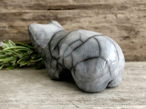 Cloud bear guardian nature spirit raku statue | Shinto kamidana shrine, shamanism, pagan | animal guide sculpture, protector, comfort totem