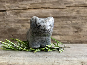 Cloud bear guardian nature spirit raku statue | Shinto kamidana shrine, shamanism, pagan | animal guide sculpture, protector, comfort totem