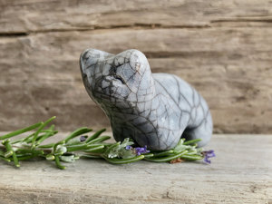 Cloud bear guardian nature spirit raku statue | Shinto kamidana shrine, shamanism, pagan | animal guide sculpture, protector, comfort totem