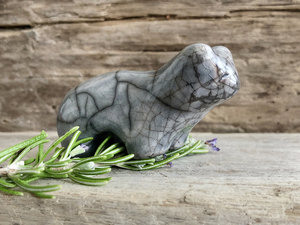 Cloud bear guardian nature spirit raku statue | Shinto kamidana shrine, shamanism, pagan | animal guide sculpture, protector, comfort totem
