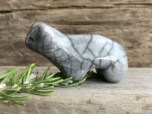 Cloud bear guardian nature spirit raku statue | Shinto kamidana shrine, shamanism, pagan | animal guide sculpture, protector, comfort totem