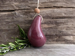 Calming worry pendant w/ sandalwood (red-plum) in raku ceramic | adjustable eco flax cord | stress talisman, fidget, sensory jewellery