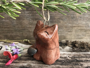 Kitsune fox spirit raku tree ornament decoration | Christmas, Winter Solstice, spiritual holiday gift | Shinto guardian, Inari, forestcore