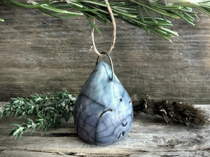 Happy kawaii raindrop raku tree ornament decoration | Christmas, Winter Solstice, spiritual holiday gift | guardian spirit, water nature