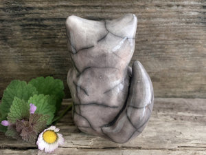 Peaceful kitsune fox kami nature spirit sculpture | Shinto Inari kamidana