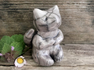 Peaceful kitsune fox kami nature spirit sculpture | Shinto Inari kamidana