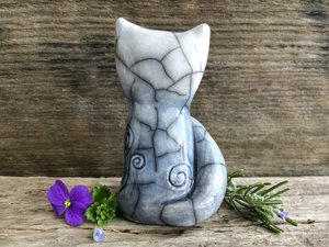 Spiral moon fox kitsune kami spirit sculpture | Shinto, shamanism folk art statue