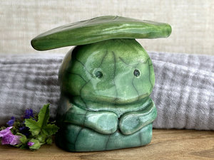 Worried plant guardian nature spirit statue | Shinto shamanism earth kami sculpture