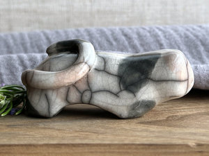 Sleepy, gentle calico cat kami sculpture | nature spirit guardian figure, Shinto, shamanism