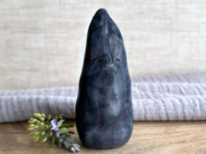 Winter spirit kami, elemental solstice gnome spirit sculpture decoration (dark blue)