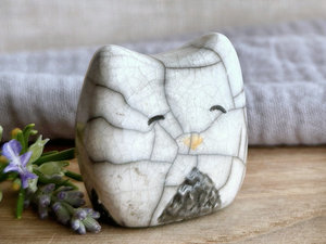 Contented owl nature spirit raku sculpture | shamanism totem, Shinto kamidana shrine