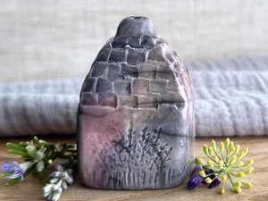 Little winter fairie cottage spirit house that Isn't Sure About Things | raku ceramic sculpture