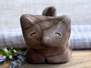 Gentle fox of quiet joy kitsune nature spirit sculpture | Shinto Inari shrine, shamanism totem