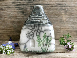 Seaside cottage sculpture, raku spirit house | Shinto shrine, paganism, shamanism | magical, fairycore, cottagecore, folk art